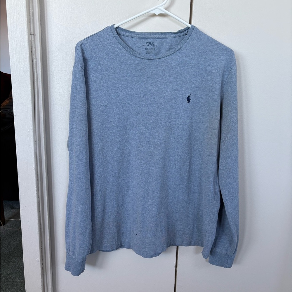 Polo by Ralph Lauren Men's Long-Sleeve Crewneck Shirt - Light Blue